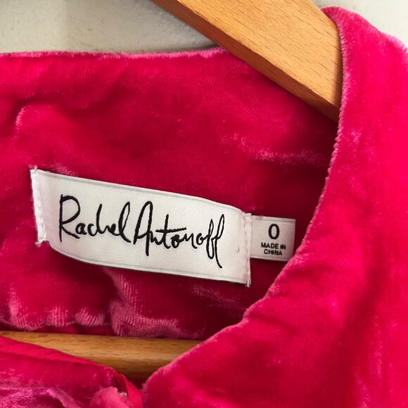 Rachel Antonoff Formal Dress Womens Size 0 Hot Pink Velvet Elegant Romantic Ball - Picture 10 of 13